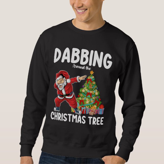 Dabba runt julgranen Santa Holiday Lång Ärmad Tröja (Framsida)