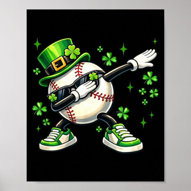 Dabba shamrock baseboll St. Patricks dag barn pojk Poster (Framsidan)