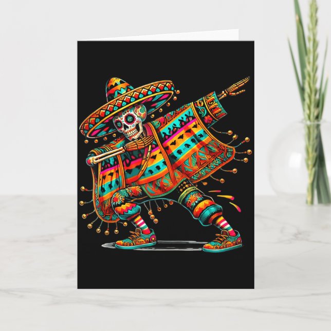 Dabba skelett Cinco De Mayo fiesta sombreros po Kort (Framsida)