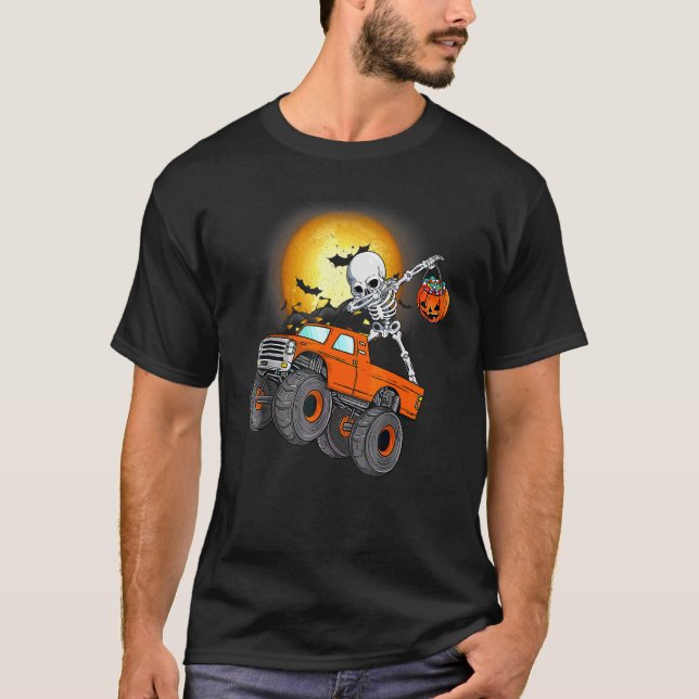 Dabba Skelett Monster Truck Halloween Småbarn B T Shirt (Framsida)