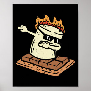 Dabba Smore Marshmallow Söt Dab Dans Camping C Poster