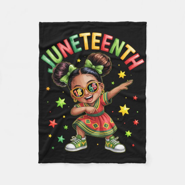 Dabba svarta tjejer melanin Juneteenth Afrika barn Fleecefilt (Framsidan)