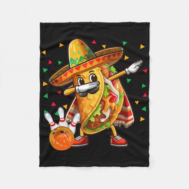 Dabba taco spelar bowling Cinco De Mayo-spelare  Fleecefilt (Framsidan)