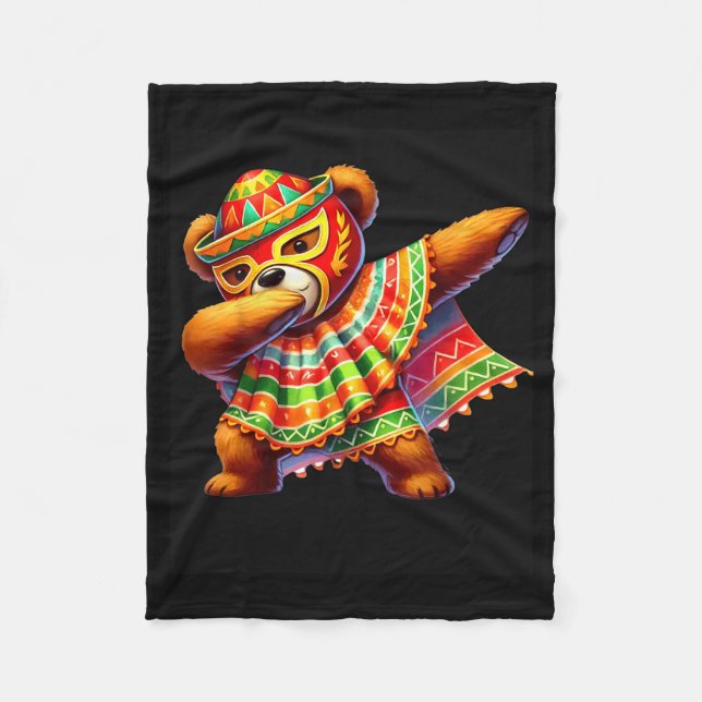 Dabba Teddybjörn Lucha Libre Cinco De Mayo Mexikan Fleecefilt (Framsidan)