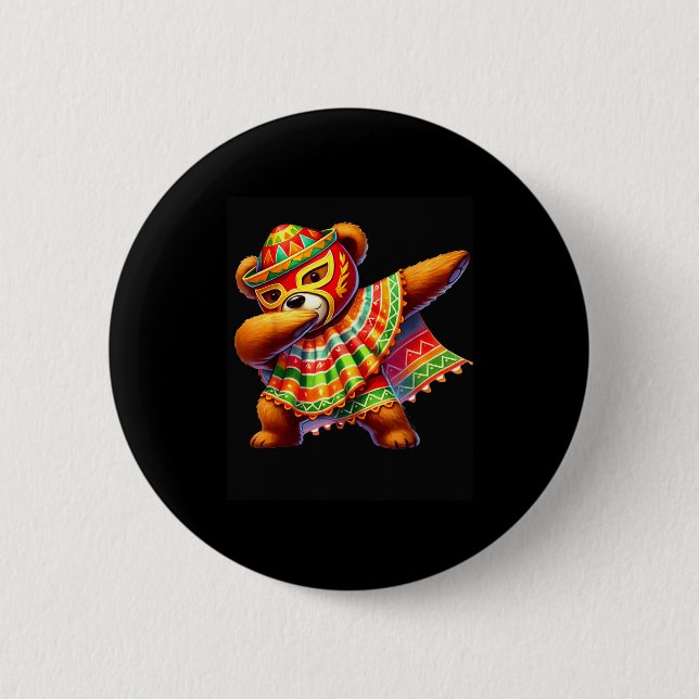 Dabba Teddybjörn Lucha Libre Cinco De Mayo Mexikan Knapp (Framsida)