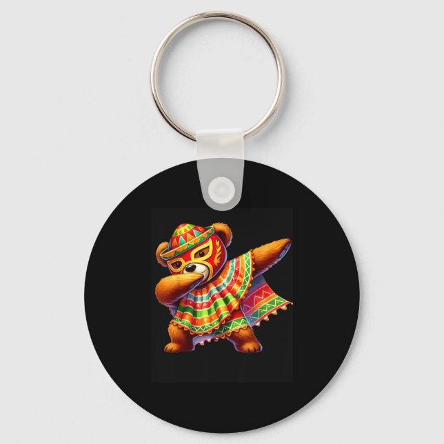 Dabba teddybjörn Lucha Libre Cinco De Mayo Mexikan Nyckelring (Framsida)