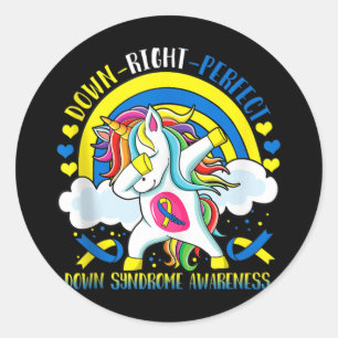 Dabba Unicorn Down Höger Perfekt Down Syndrome A Runt Klistermärke