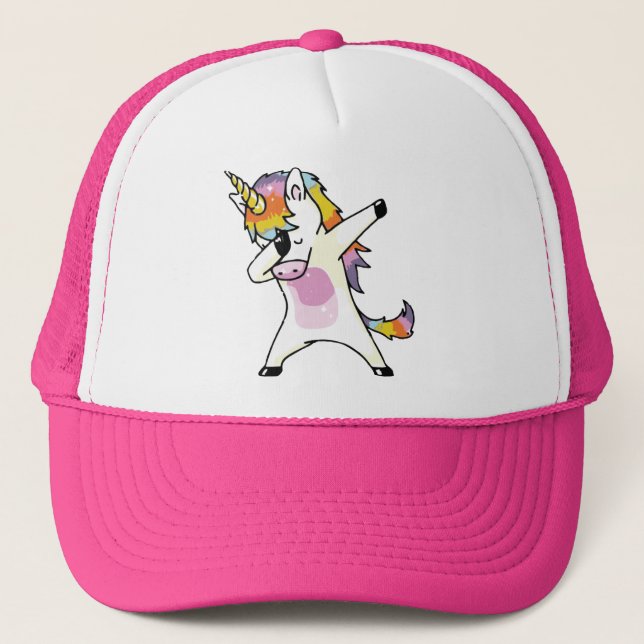 Dabba Unicorn Funny Cute Rainbow Rosa Keps (Framsida)