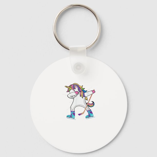 Dabba Unicorn med en hockey Stick Unicorn-sport Nyckelring (Framsida)