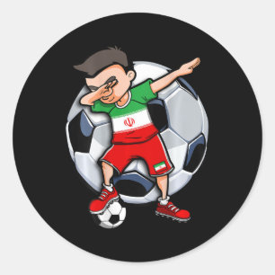 Dabbaande fotbollspojke Iran Fotboll Fans Tröja Ir Runt Klistermärke