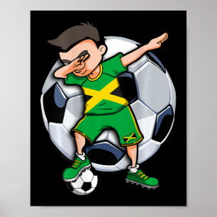 Dabbaande fotbollspojke Jamaica fotboll fan tröja Poster