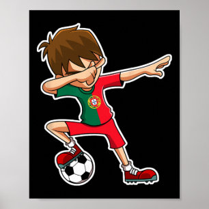 Dabbaande fotbollspojke Portugal tröja portugisisk Poster