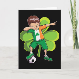 Dabbaande fotbollspojke St Patricks Day Kids Män I Kort