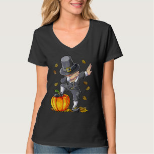 Dabbaande pilgrimspojke pumpa Thanksgiving Day män T Shirt