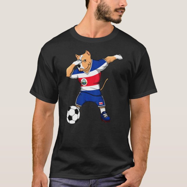 Dabbaing Pitbull Hund Costa Rica Fotbollströja Fot T Shirt (Framsida)