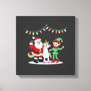 Dabbaing Santa Älva Enhörning Jul Barn Pojkar Män Canvastryck