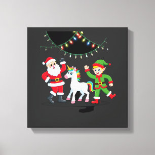 Dabbaing Santa Älva Enhörning Jul Barn Pojkar Män Canvastryck