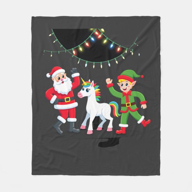 Dabbaing Tomte Enhörning Jul Barn Pojkar Män  Fleecefilt (Framsidan)