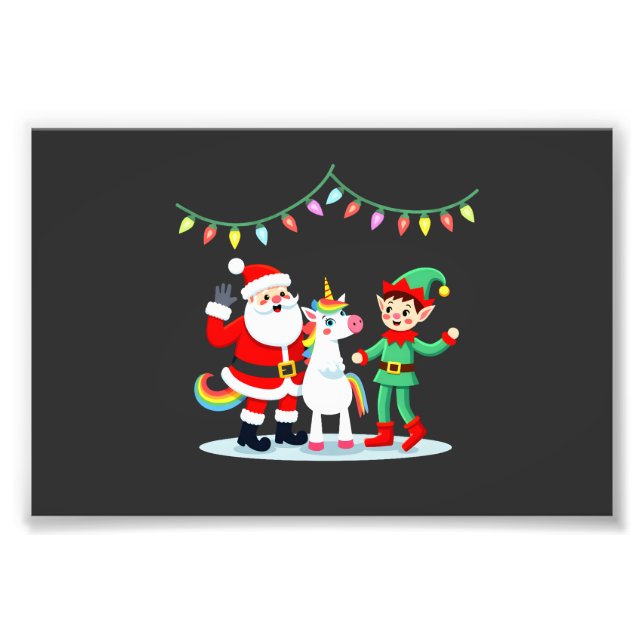 Dabbaing Tomte Enhörning Jul Barn Pojkar Män  Fototryck (Framsidan)