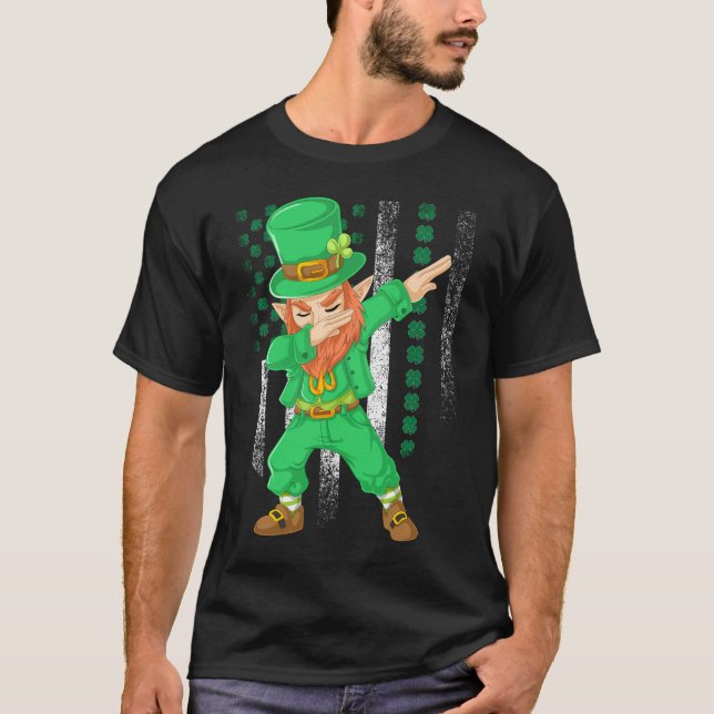 dabbande leprechaun-st patricks day t shirt (Framsida)