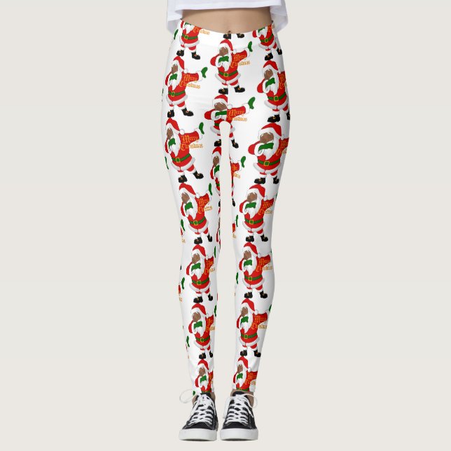 Dabbande svart jultomten leggings (Framsida)