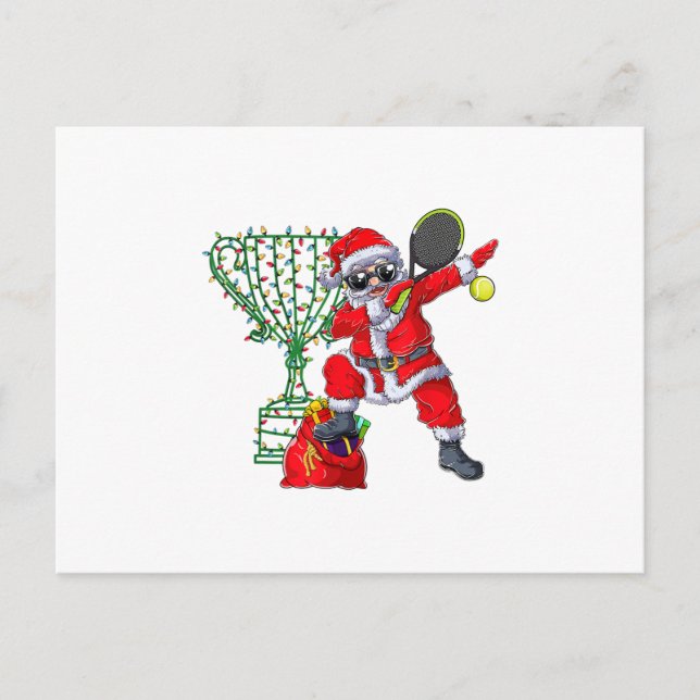 dabbande tomte tennis jul xmas present män meddelande vykort (Framsida)