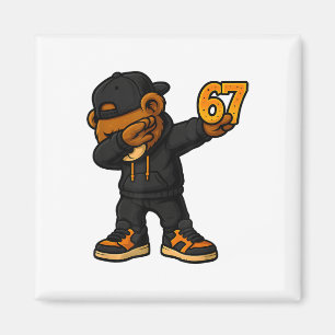 Dabbar Björn 67 Meme Rollig Brainrot Hip Hop Kids Magnet