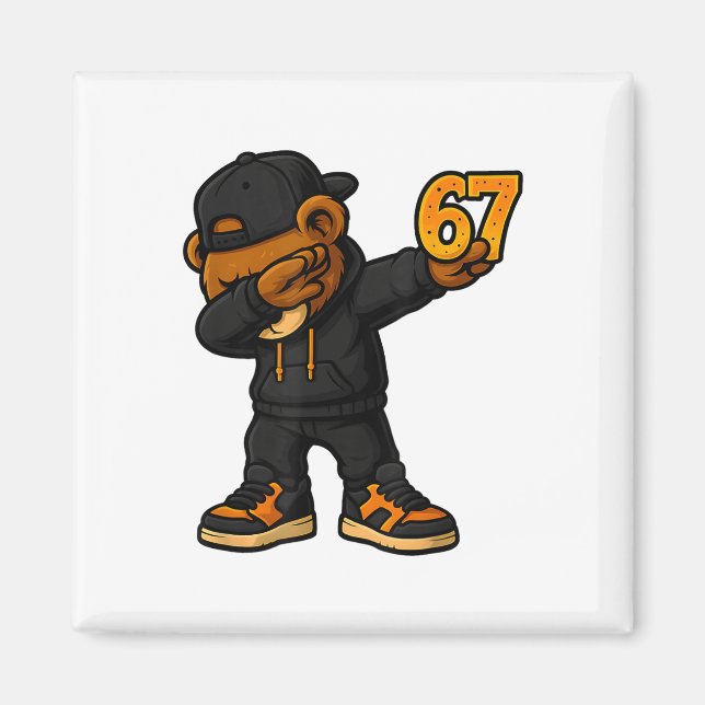 Dabbar Björn 67 Meme Rollig Brainrot Hip Hop Kids  Magnet (Framsidan)