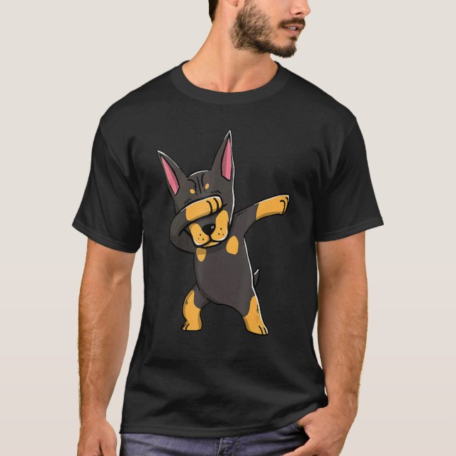 Dabbar Dobermann Pinscher Hund Dab Dans För Hund T Shirt (Framsida)