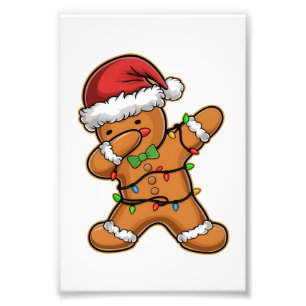 Dabbar Gingerbread Tree Ljus Jul Fototryck