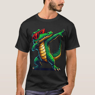 Dabbar krokodil med solglasögon Alligator djur T Shirt