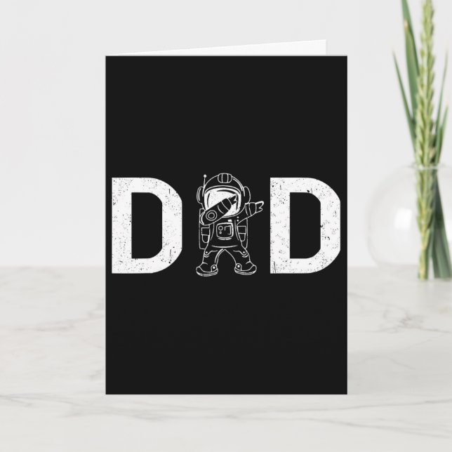 Dabbig astronaut pappa pappa yttre rymden planet f kort (Framsida)