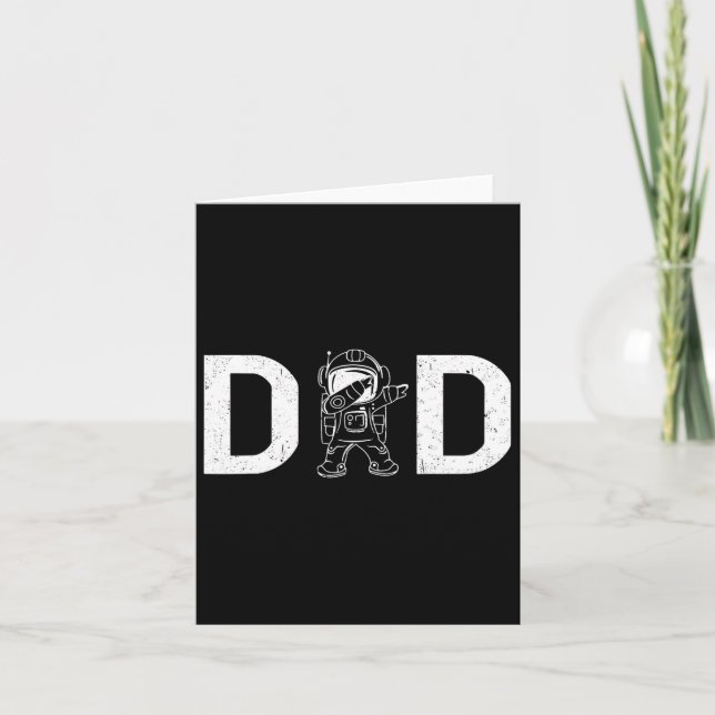 Dabbig astronaut pappa pappa yttre rymden planet f kort (Framsida)