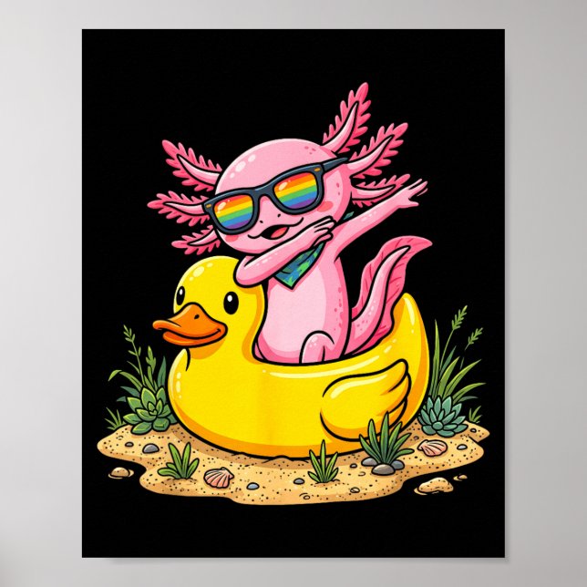 Dabbig Axolotl Gummigumma Roligt Sommarlov Poster (Framsidan)