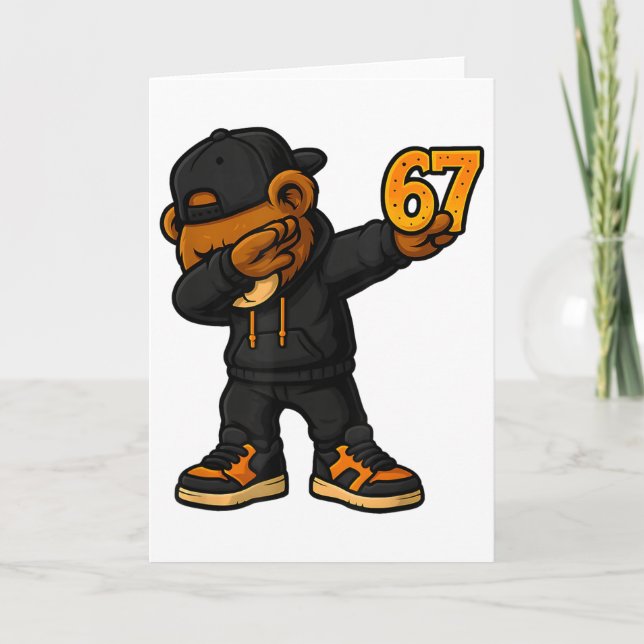Dabbig Björn 67 Meme Rolig Brainrot Hiphop Barn B Kort (Framsida)