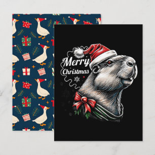 Dabbig Capybara Jul Tomte – Rolig Högtid Helg Vykort