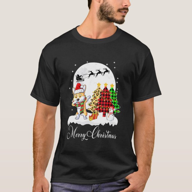 Dabbig Corgi Dab Hund Julgran Xmas T Shirt (Framsida)