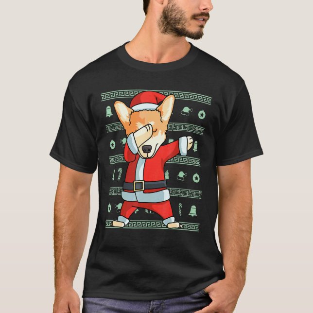 Dabbig Corgi Jul Dab Dans T Shirt (Framsida)
