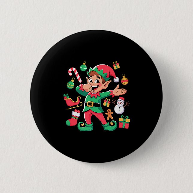 Dabbig Elf Tomte Släd Snöman Rolig Dabbig Jul Knapp (Framsida)