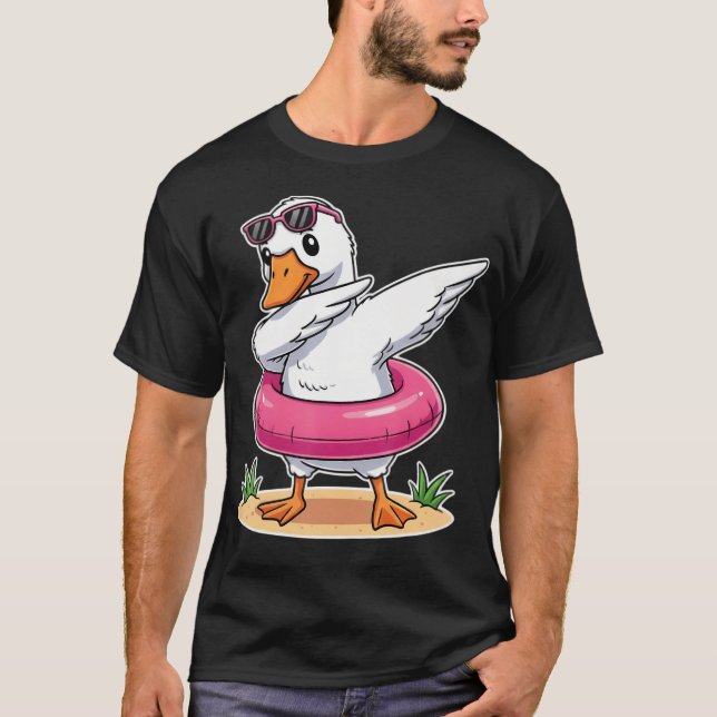 Dabbig gås Rolig anka Sommar Strand Pool T Shirt (Framsida)