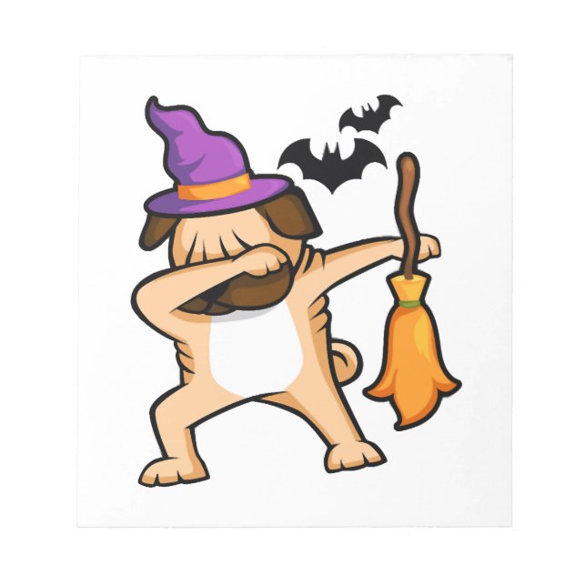 Dabbig Halloween Pug Hund Anteckningsblock (Framsida)