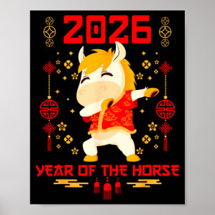 Dabbig häst kinesiskt nyår för hästens år 2026 poster