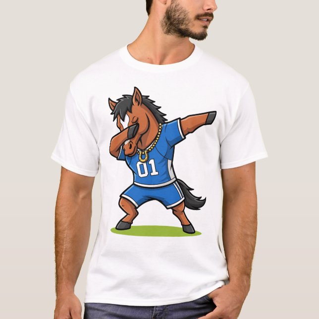 Dabbig häst Roligt Sött Dab-dans T Shirt (Framsida)