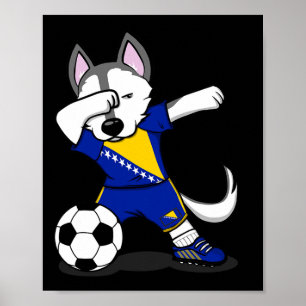 Dabbig Husky Hund Bosnien och Hercegovina Fotboll  Poster
