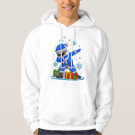 Dabbig jultomte - Blå & Silver Snöflinga Jul Hoodie
