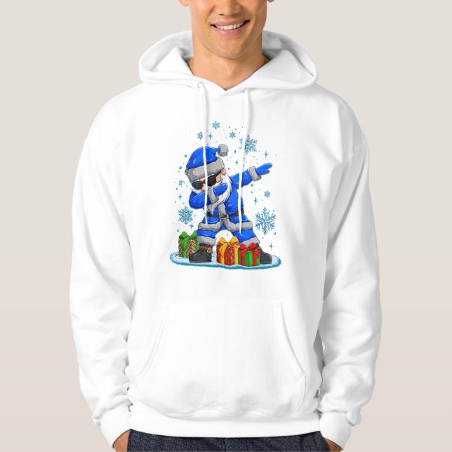 Dabbig jultomte - Blå & Silver Snöflinga Jul  Hoodie (Framsida)