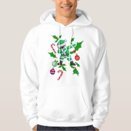 Dabbig jultomte - Grön och vit juldesign Hoodie