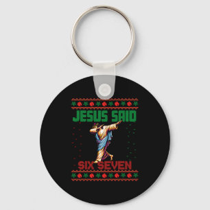 Dabbig jultomte säger sex sju 67 meme ful jul nyckelring