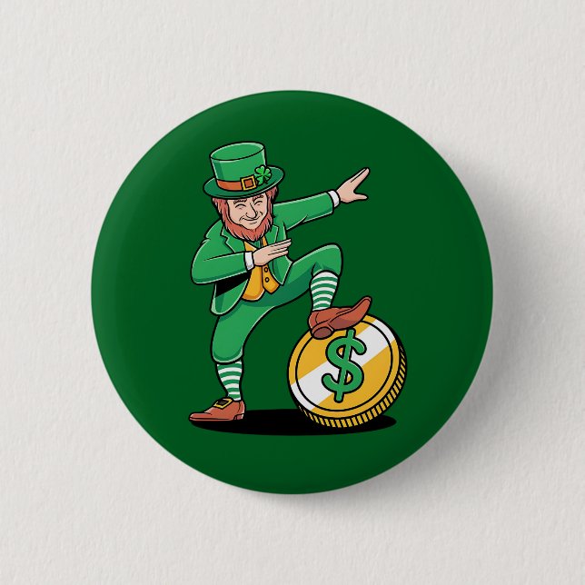 Dabbig Leprechaun Rolig St Patrick's Day Knapp (Framsida)