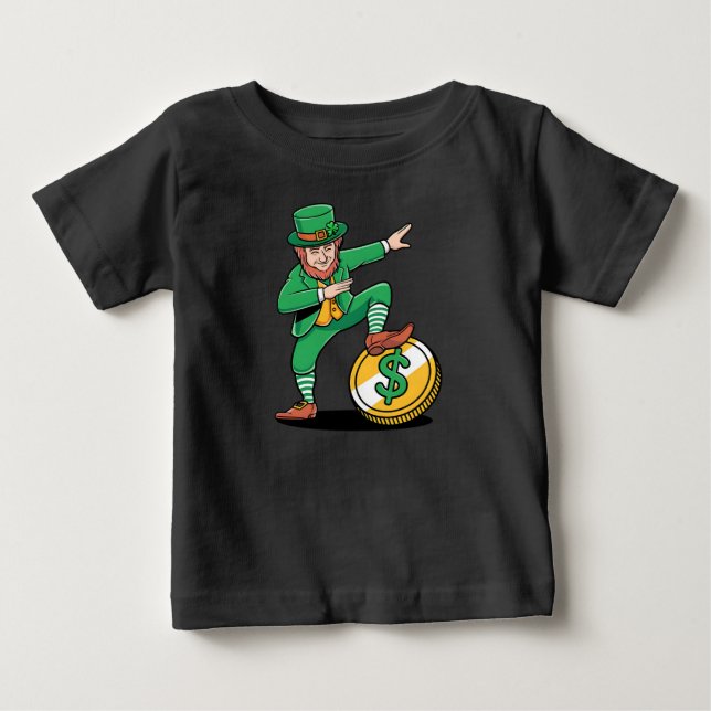 Dabbig Leprechaun Roligt St Patrick's Day T Shirt (Framsida)